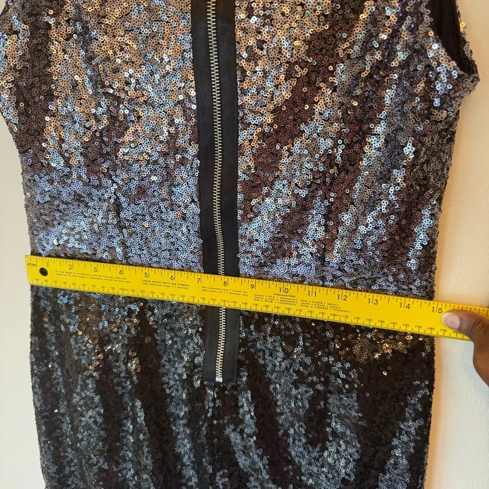 Nicole Miller Elegant Silver Black Sequin Dress Evening Occasion Date 0012 - Picture 9 of 15